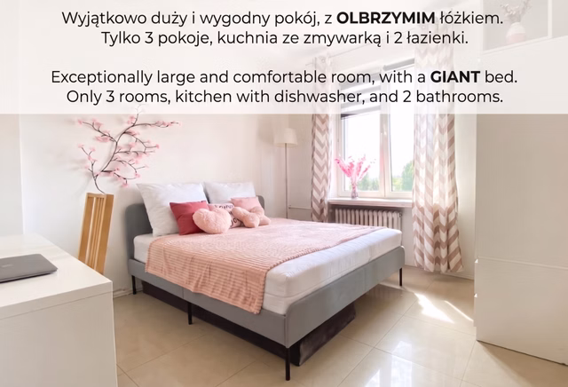 Pokój w kameralnym mieszkaniu ul.Wołoska